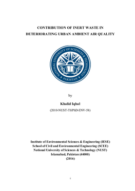 Contribution of Inert Waste in Deteriorating Urban Ambient Air Quality