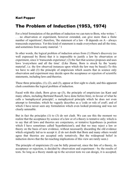 The Problem of Induction (1953, 1974)