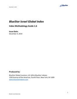 Bluestar Israel Global Index Index Methodology Guide 1.6