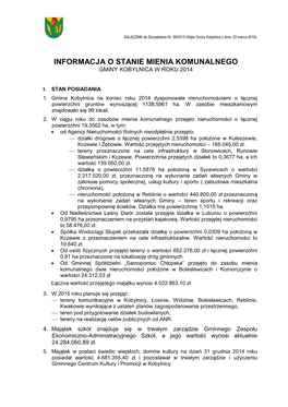 Informacje O Stanie Mienia Komunalnego Gminy Kobylnica