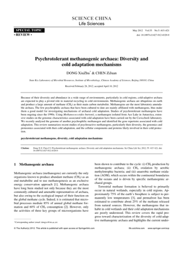 Psychrotolerant Methanogenic Archaea: Diversity and Cold Adaptation Mechanisms