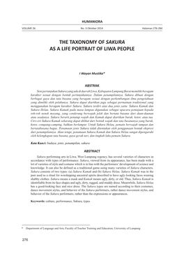 The Taxonomy of Sakuraas a Life Portrait of Liwa People