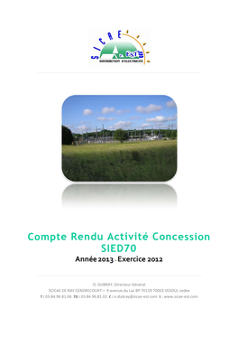 Compte Rendu Activité Concession SIED70 Année 2013 – Exercice 2012