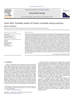 Vision 2023: Feasibility Analysis of Turkey's Renewable Energy Projection