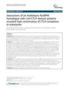 Interactions of an Arabidopsis Ranbpm