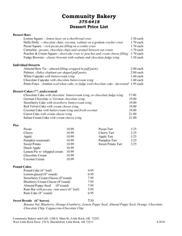 375-6418 Dessert Price List