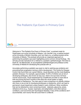 Pediatric Eye Exam Slides