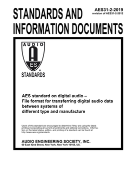 File Format for Transferring Digital Audio Data Between Systems of Different Type and Manufacture