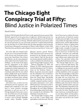 The Chicago Eight Conspiracy Trial at Fifty: Blind Justice in Polarized Times