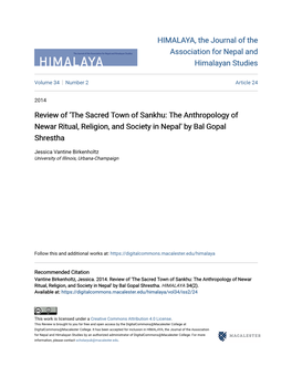'The Sacred Town of Sankhu: the Anthropology of Newar Ritual, Religion, and Society in Nepal' by Bal Gopal Shrestha