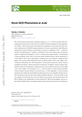 Novel QCD Phenomena at Jlab