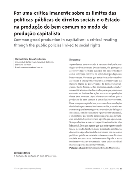 Common Good Production in Capitalism: a Critical Reading Through the Public Policies Linked to Social Rights