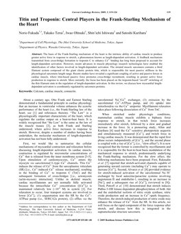 Titin and Troponin: Central Players in the Frank-Starling Mechanism of the Heart