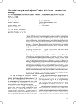 Via Publicain Druge Komunikacije Med Celejo in Neviodunom V Poznorimskem Obdobju Via Publica and Other Communications Between Ce