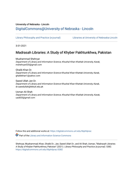 Madrasah Libraries: a Study of Khyber Pakhtunkhwa, Pakistan
