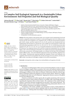 A Complex Soil Ecological Approach in a Sustainable Urban Environment: Soil Properties and Soil Biological Quality