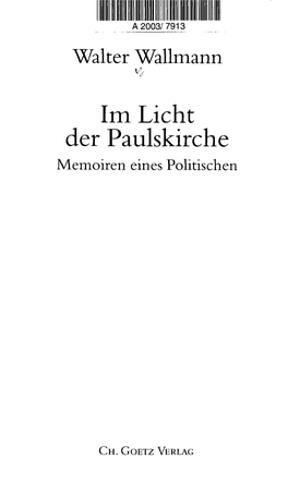 Im Licht Der Paulskirche Memoiren Eines Politischen