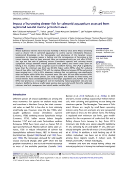 Impact of Harvesting Cleaner Fish for Salmonid Aquaculture Assessed