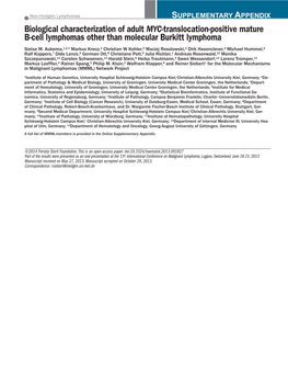 Biological Characterization of Adult MYC-Translocation-Positive Mature