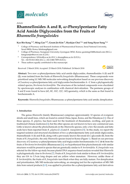 Rhamnellosides a and B, Ω-Phenylpentaene Fatty Acid Amide Diglycosides from the Fruits of Rhamnella Franguloides