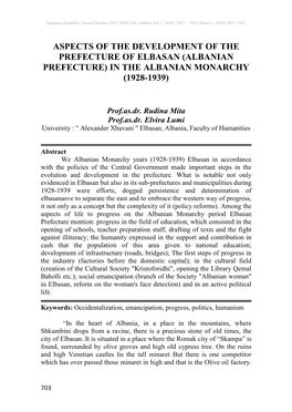 Albanian Prefecture) in the Albanian Monarchy (1928-1939