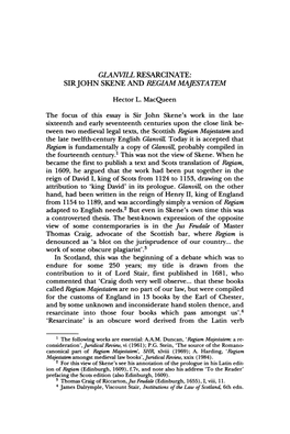 Glanvill Resarcinate: Sir John Skene and Regi Am Maßist Atem