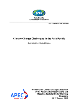 Climate Change Challenges in the Asia Pacific