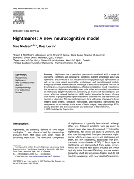 Nightmares: a New Neurocognitive Model