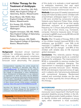 A Flicker Therapy for the Treatment of Amblyopia Is a Leading Cause of Permanent Amblyopia