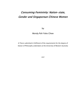 Consuming Femininity: Nation-Nation -S--State,Sstate, Gender and Singaporean Chinese Women