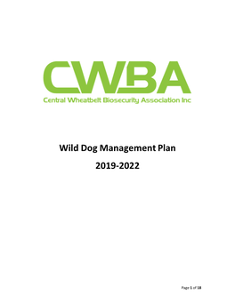 Wild Dog Management Plan 2019-2022