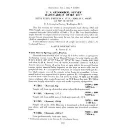 U. S. GEOLOGICAL SURVEY RADIOCARBON DATES VIII* Warm