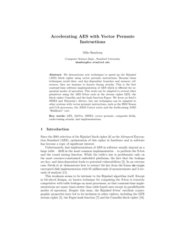 Accelerating AES with Vector Permute Instructions