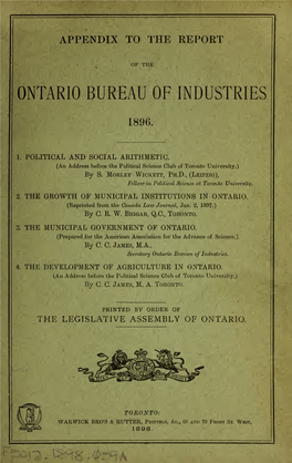 Appendix to the Report of the Ontario Bureau of Industries 1896