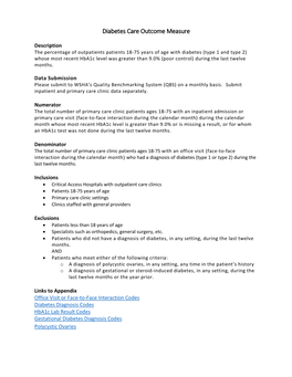 Diabetes Care Outcome Measure