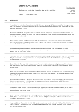 Bloomsbury Auctions Bloomsbury House 24 Maddox Street Railwayana, Including the Collection of Michael Max London W1S 1PP United Kingdom Started 12 Jun 2014 12:00 BST