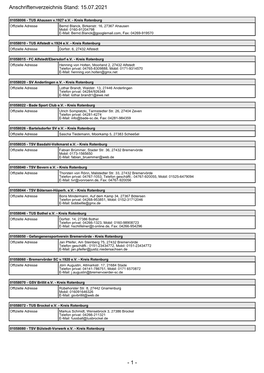 1 - Anschriftenverzeichnis Stand: 15.07.2021