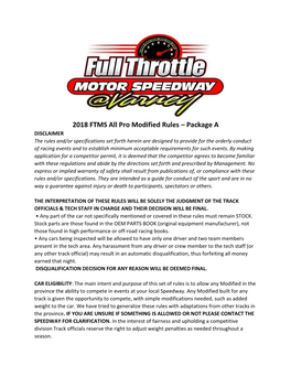 2018 FTMS All Pro Modified Rules – Package A