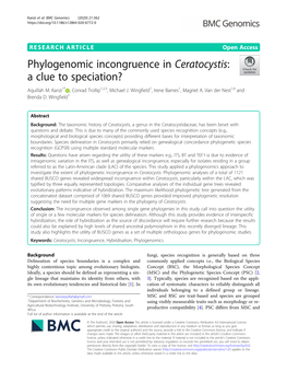 Phylogenomic Incongruence in Ceratocystis: a Clue to Speciation? Aquillah M