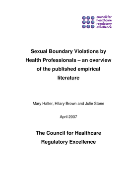 Sexual Boundary Violations 2007