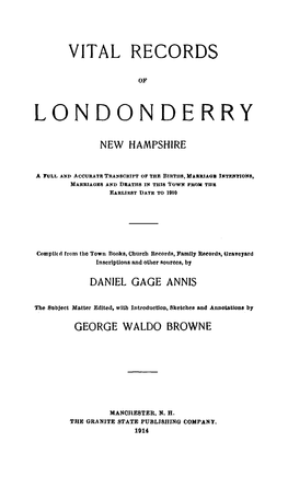 Vital Records of Londonderry, New Hampshire