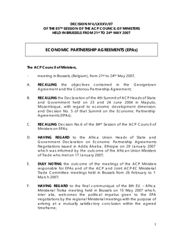 ECONOMIC PARTNERSHIP AGREEMENTS (Epas)