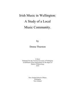 Irish Music in Wellington: a Study of a Local Music Community