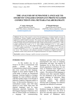 The Analysis of Sundanese Language to Students' English Consonant