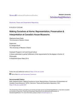 Representation, Preservation & Interpretation at Canada's House