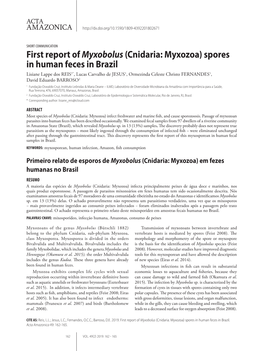 First Report of Myxobolus(Cnidaria: Myxozoa) Spores in Human Feces In