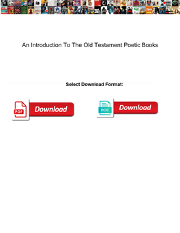 An Introduction to the Old Testament Poetic Books