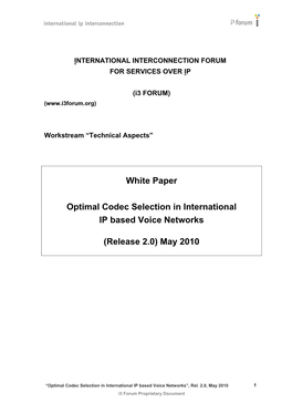 White Paper Optimal Codec Selection in International IP Based Voice