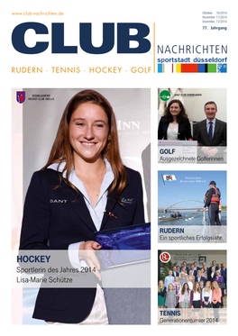 HOCKEY Sportlerin Des Jahres 2014 Lisa-Marie Schütze