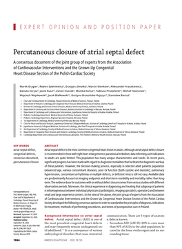 Percutaneous Closure of Atrial Septal Defect